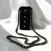 Midnight Crystal Beaded Phone Bag