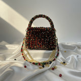 ✨ Title: Multicolor Crystal Beaded Handbag with Gold Chain – Premium Festive Edition