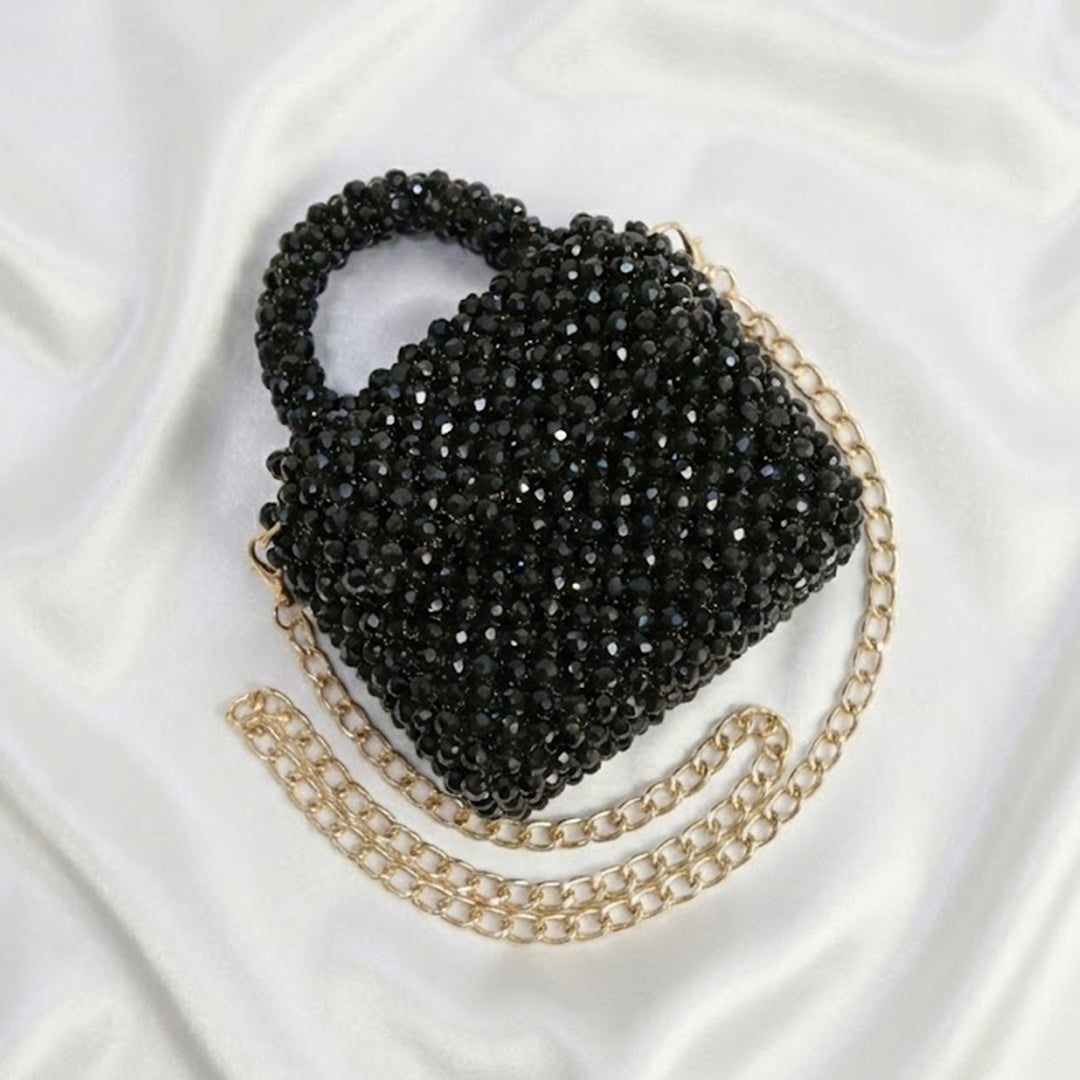 Silver Black Mini Crystal Bag