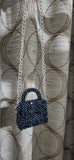 Silver Black Mini Crystal Bag