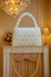 White Crystal Bead Bag
