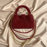 Wine Red Crystal Bead Handbag