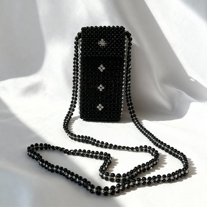 Midnight Crystal Beaded Phone Bag