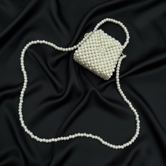 White Pearl Beaded Mini Bag