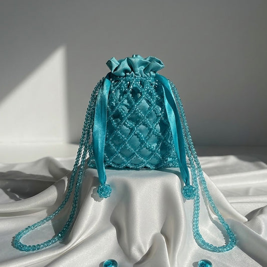 Blue Acrylic Bead Bag