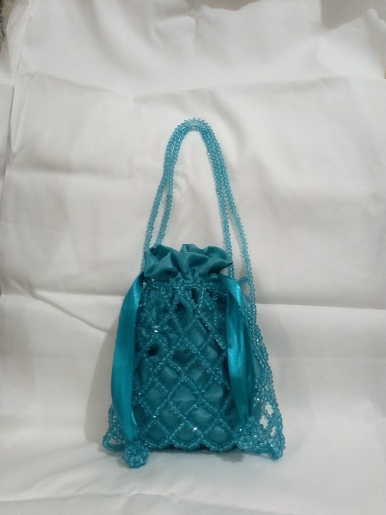 Blue Acrylic Bead Bag