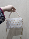 White Crystal Bead Bag