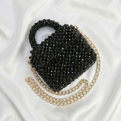 Silver Black Mini Crystal Bag