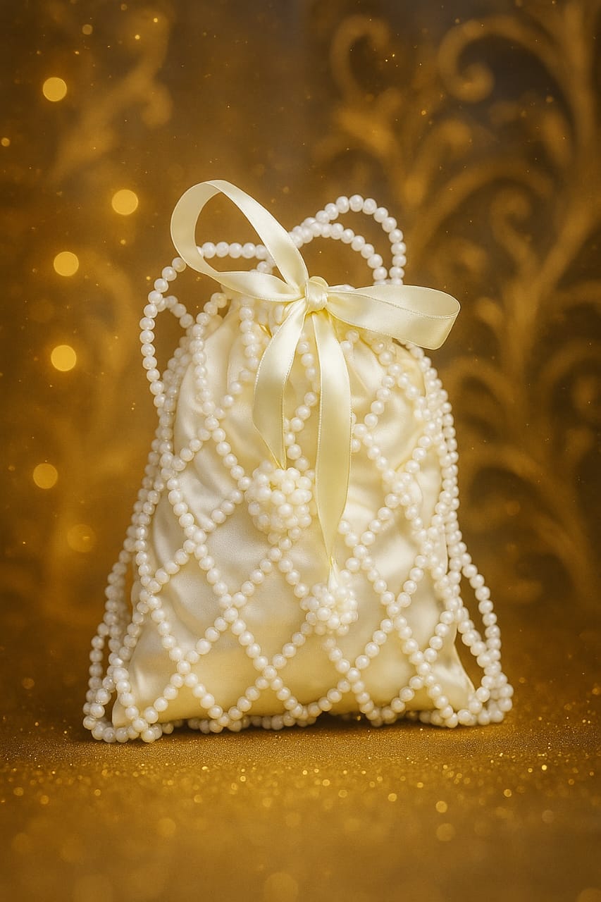 White Acrylic Bead Bag
