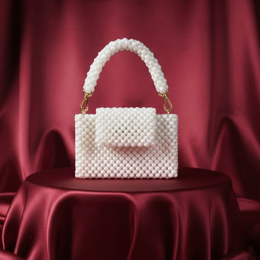 White Acrylic Bead Bag