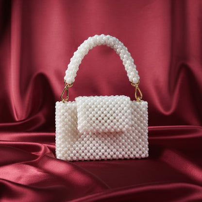 White Acrylic Bead Bag
