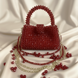 Wine Red Crystal Bead Handbag